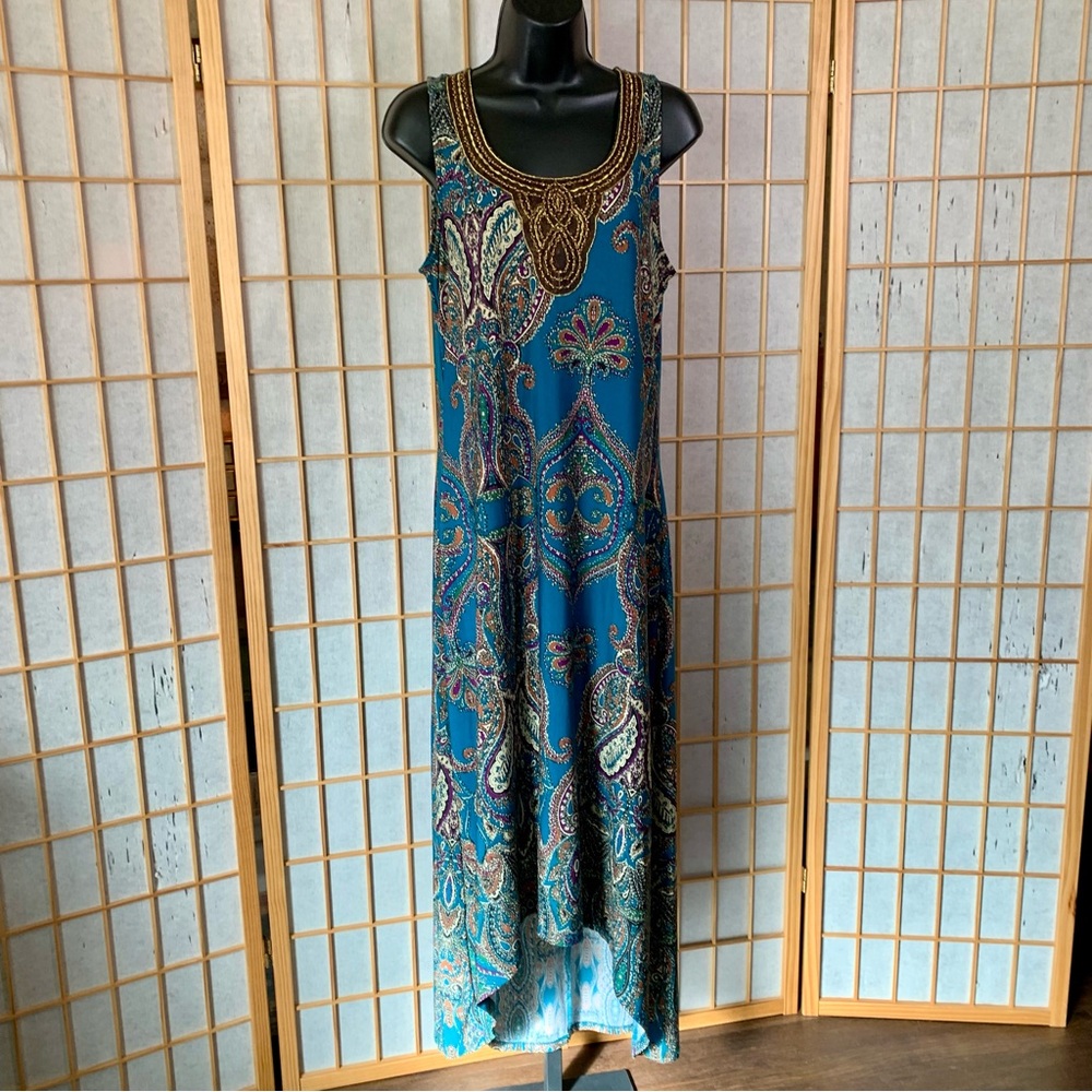 Vintage Ellen Tracy Beaded Paisley Maxi Dress